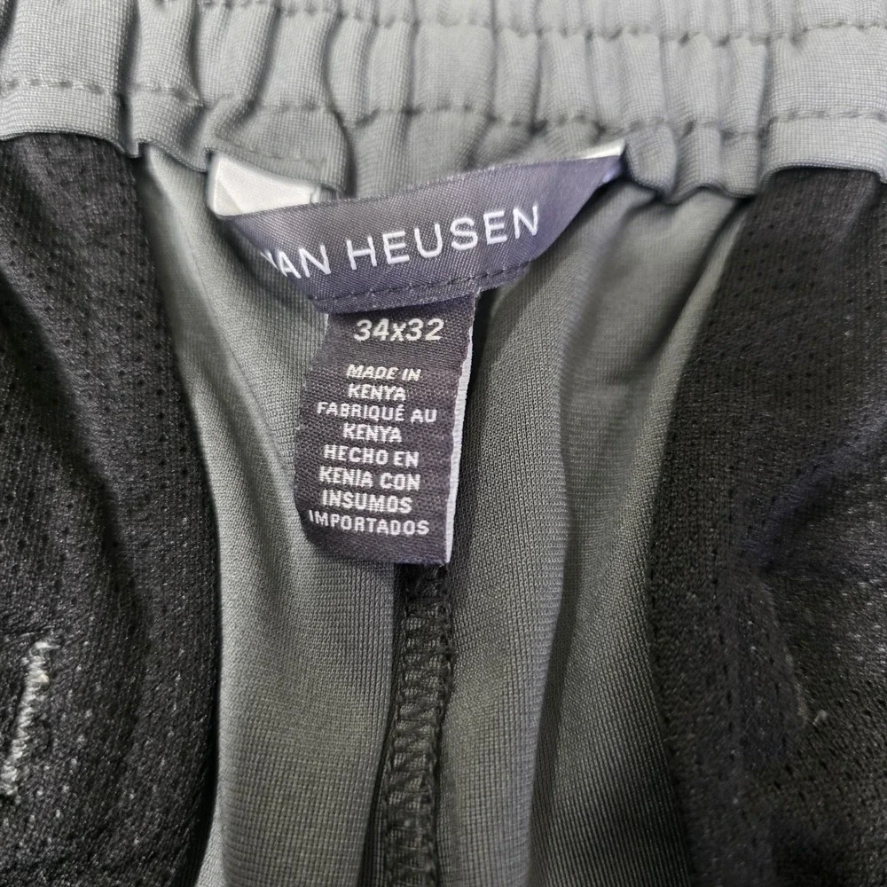 Van Heusen Mens 34x32 Performance‎ SLIM FIT Stretch Gray Pants Zipper Pockets